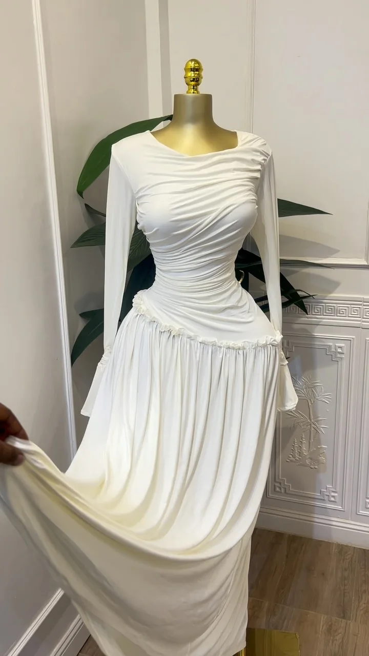 CM.YAYA Women Full Sleeve O-neck Elegant Long Dress Edible Tree Fungus Sweet Holiday Beach Evening Sexy Party Dresses Vestidos