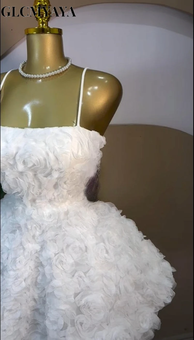 CM.YAYA Women Rose Floral Spaghetti Strap Lace Up Back Midi Mini A-line Dress 2026 Street Birthday Party Dresses Trendy Vestidos