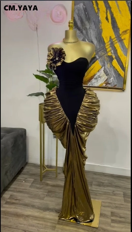 CM.YAYA Women Off Shoulder Long Sleeve Floral Gilding Patchwork Stacked Ruched Maxi Long Dress 2025 Birthday Sexy Party Dresses CM.YAYA Women Off Shoulder Long Sleeve Floral Gilding Patchwork Stacked Ruched Maxi Long Dress 2025 Birthday Sexy Party Dresses