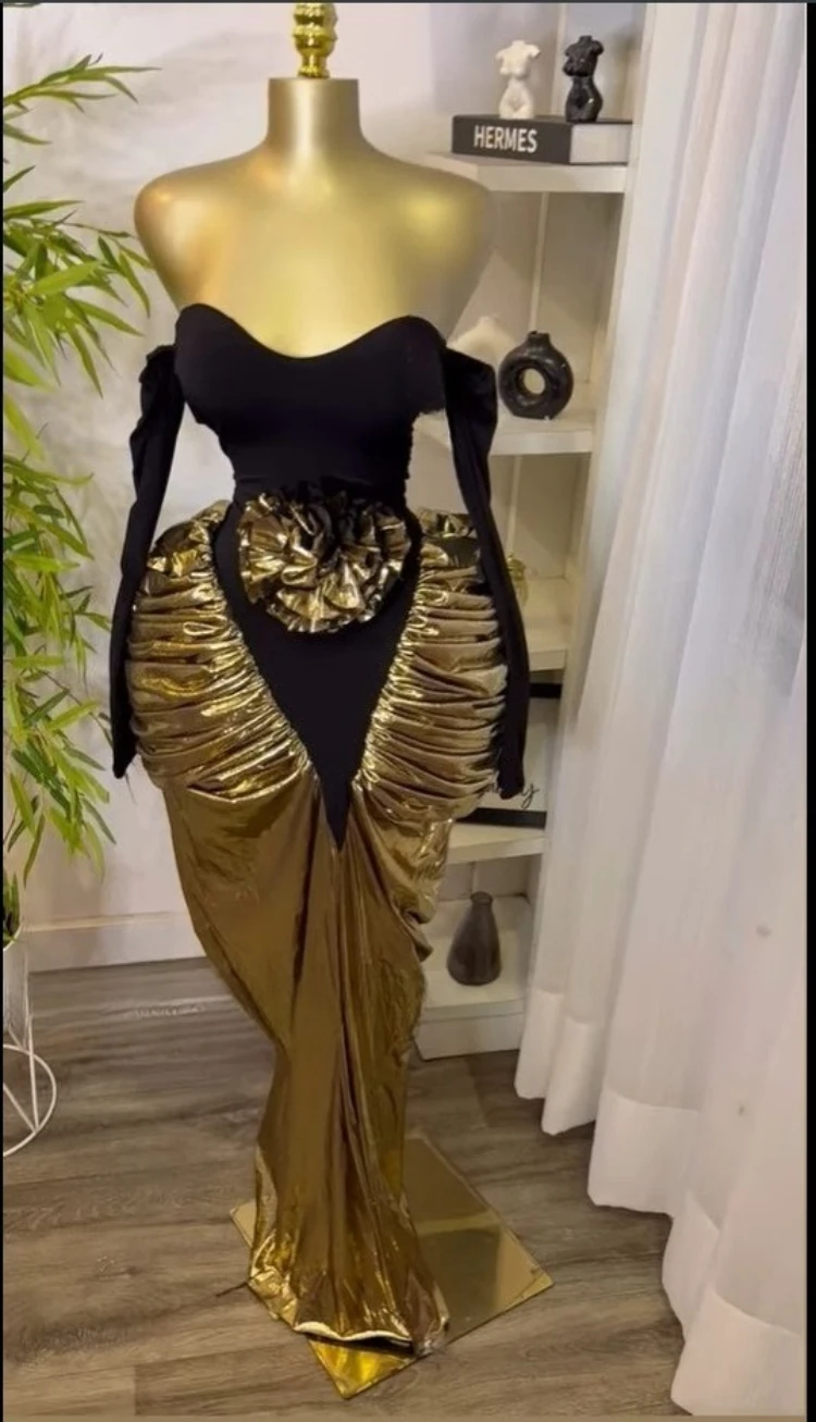 CM.YAYA Women Off Shoulder Long Sleeve Floral Gilding Patchwork Stacked Ruched Maxi Long Dress 2025 Birthday Sexy Party Dresses CM.YAYA Women Off Shoulder Long Sleeve Floral Gilding Patchwork Stacked Ruched Maxi Long Dress 2025 Birthday Sexy Party Dresses