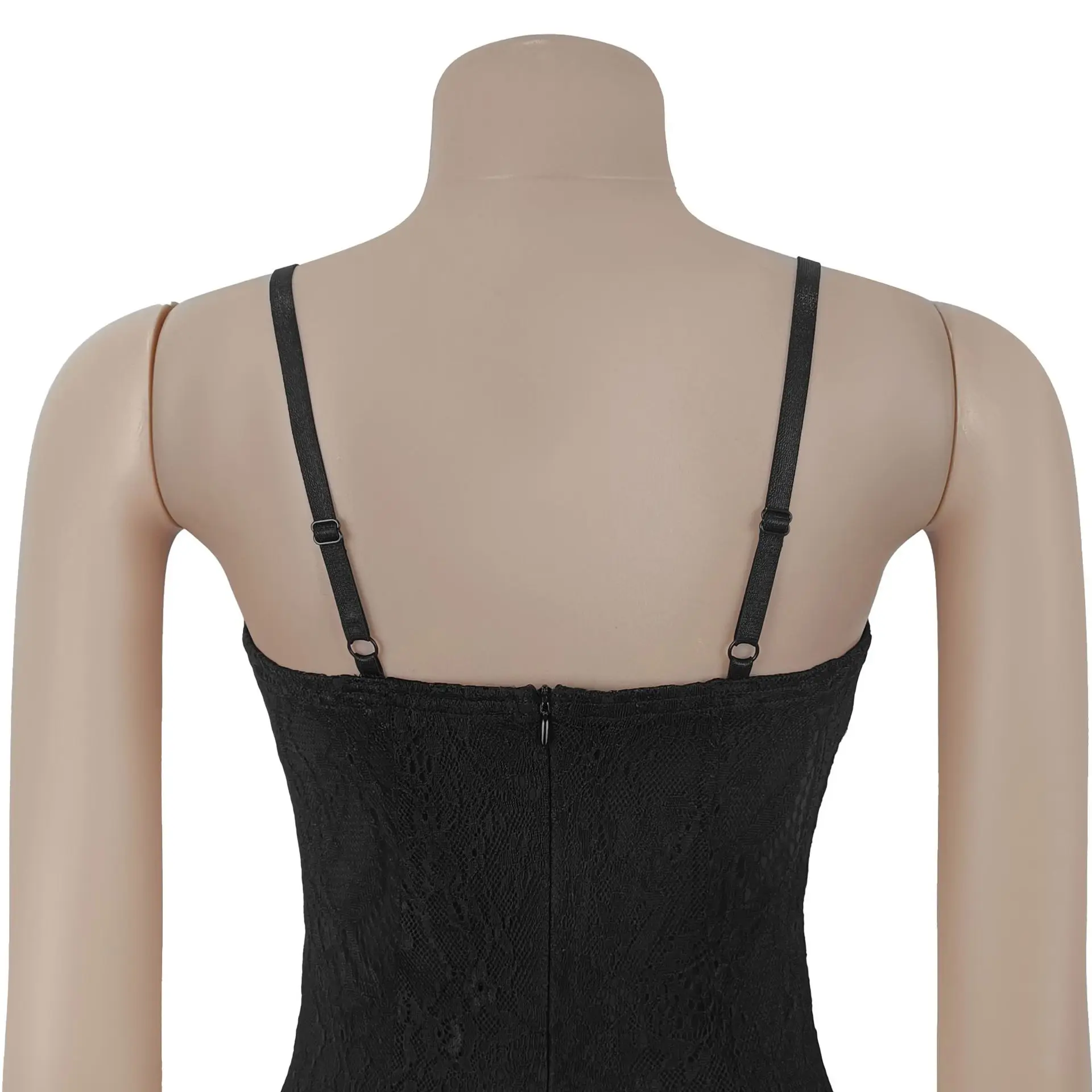 CM.YAYA Women Strap Sleeveless Bodycon Long Maxi Dress Lace See Through Streetwear Sexy Vestidos Party Evening Birthday Dresses