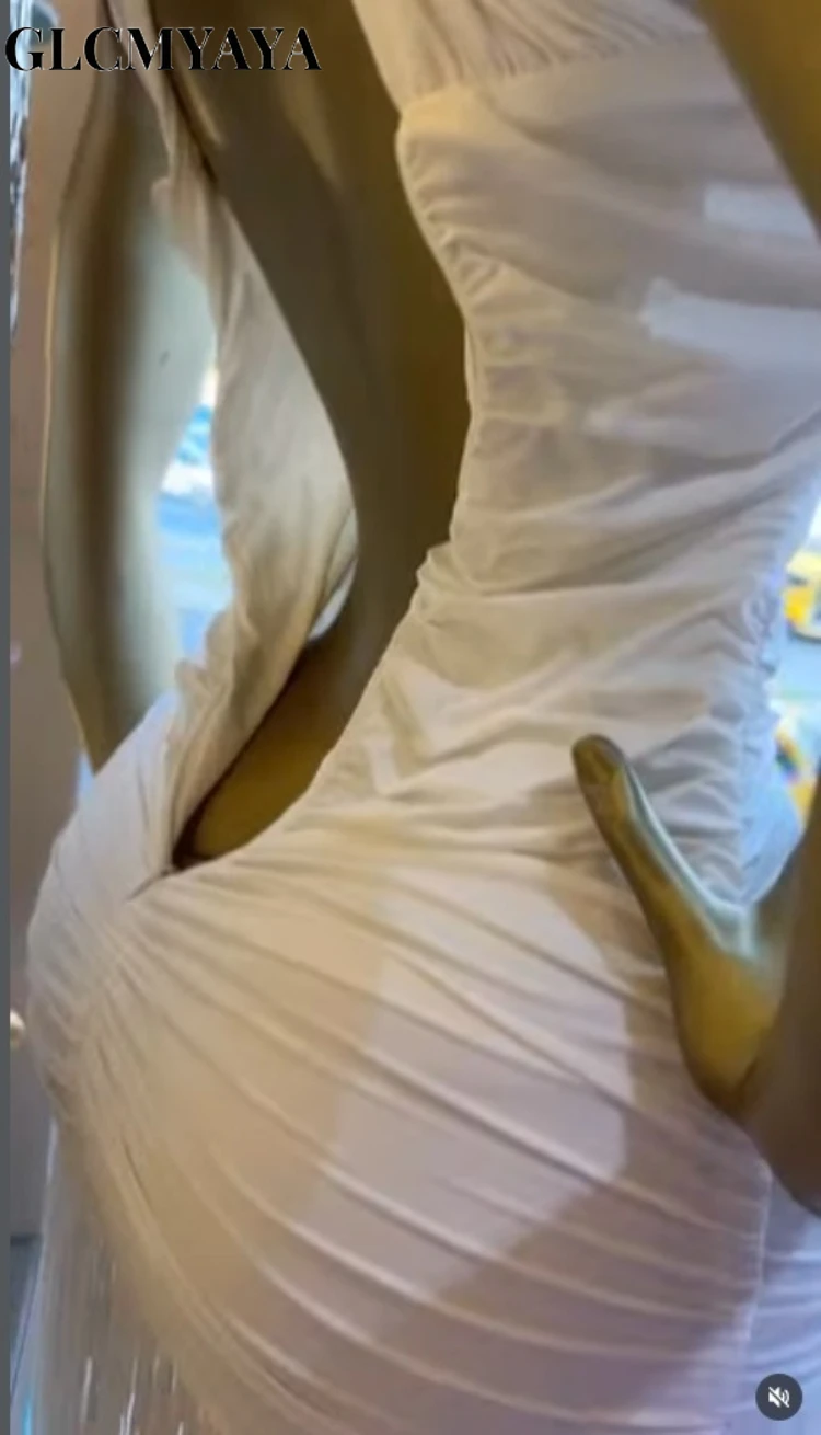 CM.YAYA Women Wraped Halter Neck Tassel Patchwork Stacked Midi Bodycon Maxi 2026 Spring Summer Holiday Party Trendy Long Dresses