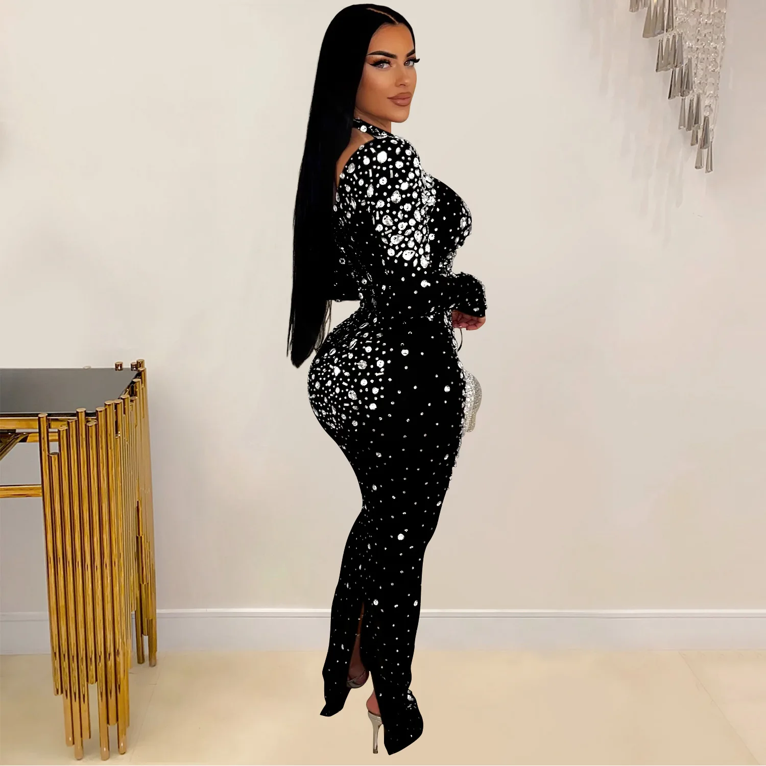 CM.YAYA 2024 Women Long Sleeve Mesh Diamonds Hot Rhinestones Bodycon Midi Dress Women’s Maxi Long Evening Birthday Dresses CM.YAYA 2024 Women Long Sleeve Mesh Diamonds Hot Rhinestones Bodycon Midi Dress Women’s Maxi Long Evening Birthday Dresses
