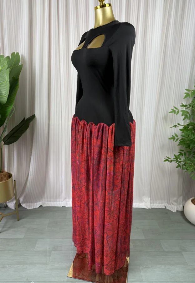 GLCMYAYA Women Printed Patchwork Cutout Front Big Swing A-line Maxi Dress 2026 Vacation Parties Birthday Long Dresses Vestidos