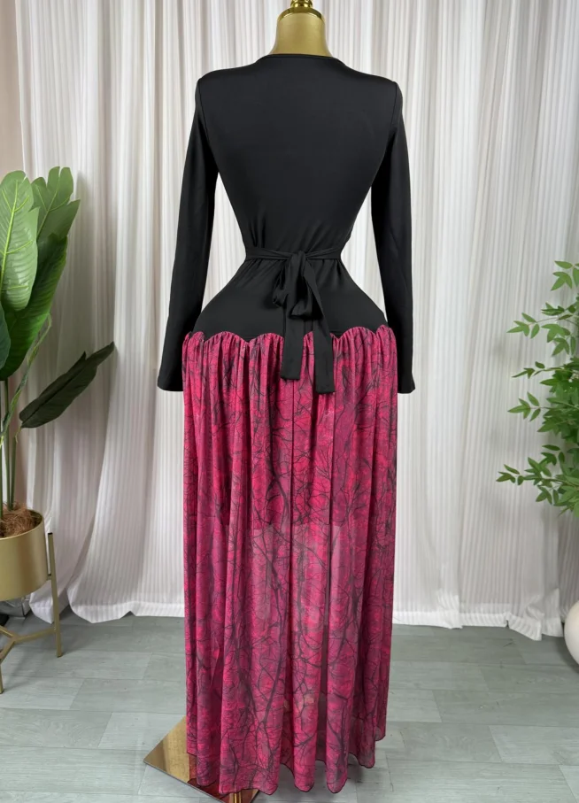 GLCMYAYA Women Printed Patchwork Cutout Front Big Swing A-line Maxi Dress 2026 Vacation Parties Birthday Long Dresses Vestidos