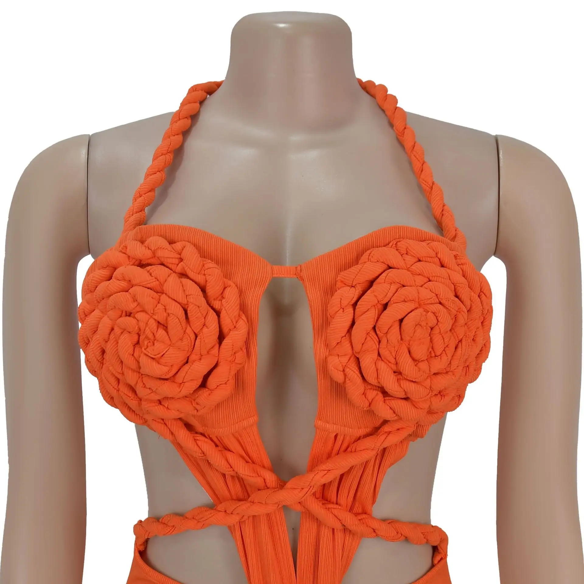 CM.YAYA Women Hemp Rope Halter Neck Stacked Ruched High Split Knit Bodycon Midi Maxi Long Dress 2025 Birthday Sexy Party Dresses CM.YAYA Women Hemp Rope Halter Neck Stacked Ruched High Split Knit Bodycon Midi Maxi Long Dress 2025 Birthday Sexy Party Dresses