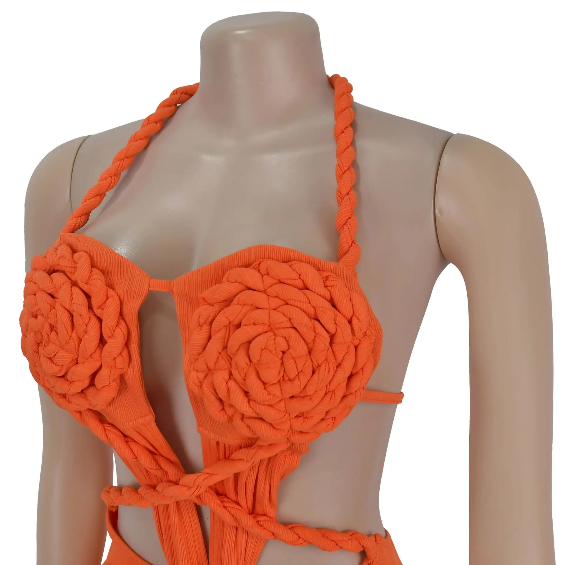 CM.YAYA Women Hemp Rope Halter Neck Stacked Ruched High Split Knit Bodycon Midi Maxi Long Dress 2025 Birthday Sexy Party Dresses CM.YAYA Women Hemp Rope Halter Neck Stacked Ruched High Split Knit Bodycon Midi Maxi Long Dress 2025 Birthday Sexy Party Dresses