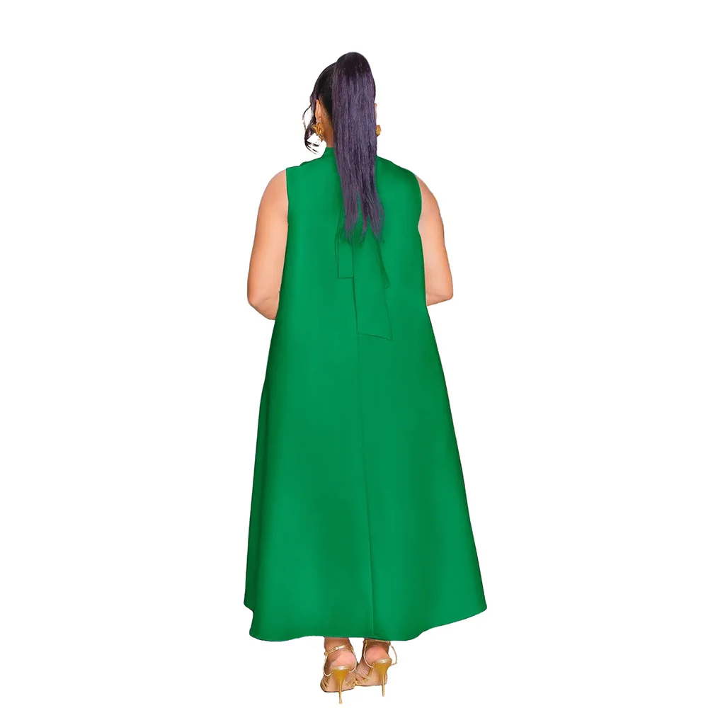 CM.YAYA Elegant Women Sleeveless Loose 3D Flower O-neck Dress 2025 Summer Bodycon African Street Midi Maxi Long Dresses Vestidos