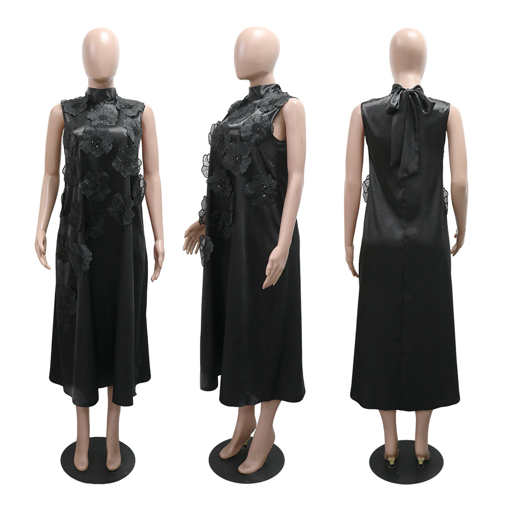 CM.YAYA Elegant Women Sleeveless Loose 3D Flower O-neck Dress 2025 Summer Bodycon African Street Midi Maxi Long Dresses Vestidos CM.YAYA Elegant Women Sleeveless Loose 3D Flower O-neck Dress 2025 Summer Bodycon African Street Midi Maxi Long Dresses Vestidos