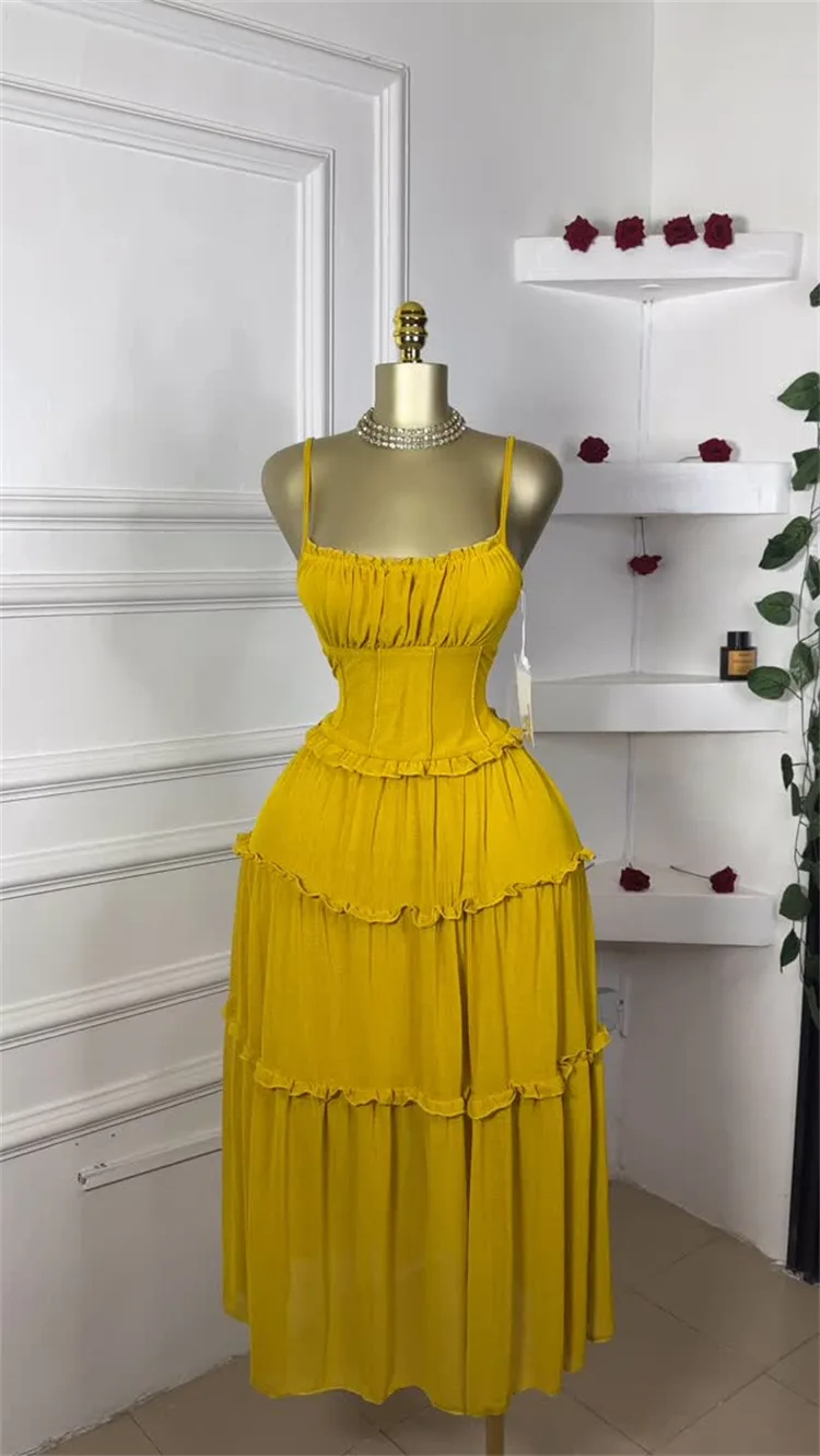 GLCMYAYA Women Strap Sleeveless Ruffles A-line Midi Maxi Long Dress 2025 Summer Beach Holiday Vacation Vestidos Dresses GLCMYAYA Women Strap Sleeveless Ruffles A-line Midi Maxi Long Dress 2025 Summer Beach Holiday Vacation Vestidos Dresses