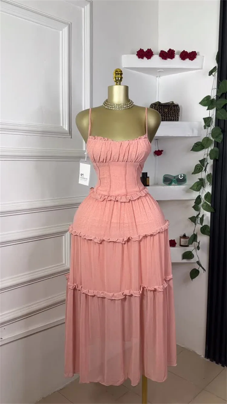 GLCMYAYA Women Strap Sleeveless Ruffles A-line Midi Maxi Long Dress 2025 Summer Beach Holiday Vacation Vestidos Dresses GLCMYAYA Women Strap Sleeveless Ruffles A-line Midi Maxi Long Dress 2025 Summer Beach Holiday Vacation Vestidos Dresses