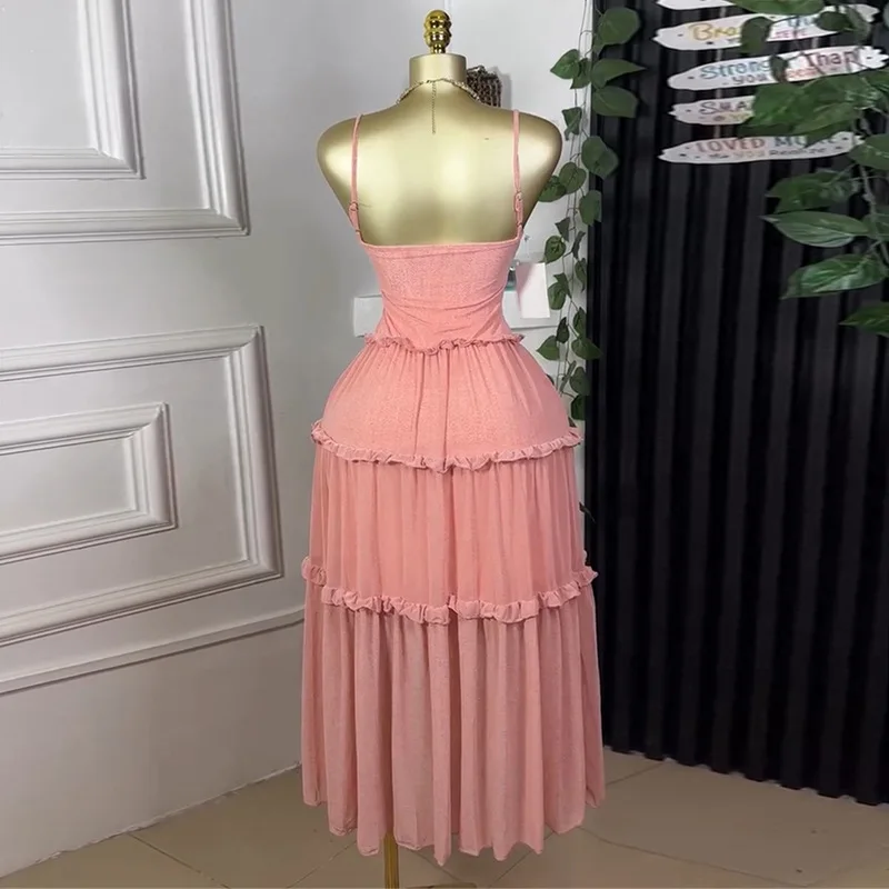 GLCMYAYA Women Strap Sleeveless Ruffles A-line Midi Maxi Long Dress 2025 Summer Beach Holiday Vacation Vestidos Dresses GLCMYAYA Women Strap Sleeveless Ruffles A-line Midi Maxi Long Dress 2025 Summer Beach Holiday Vacation Vestidos Dresses