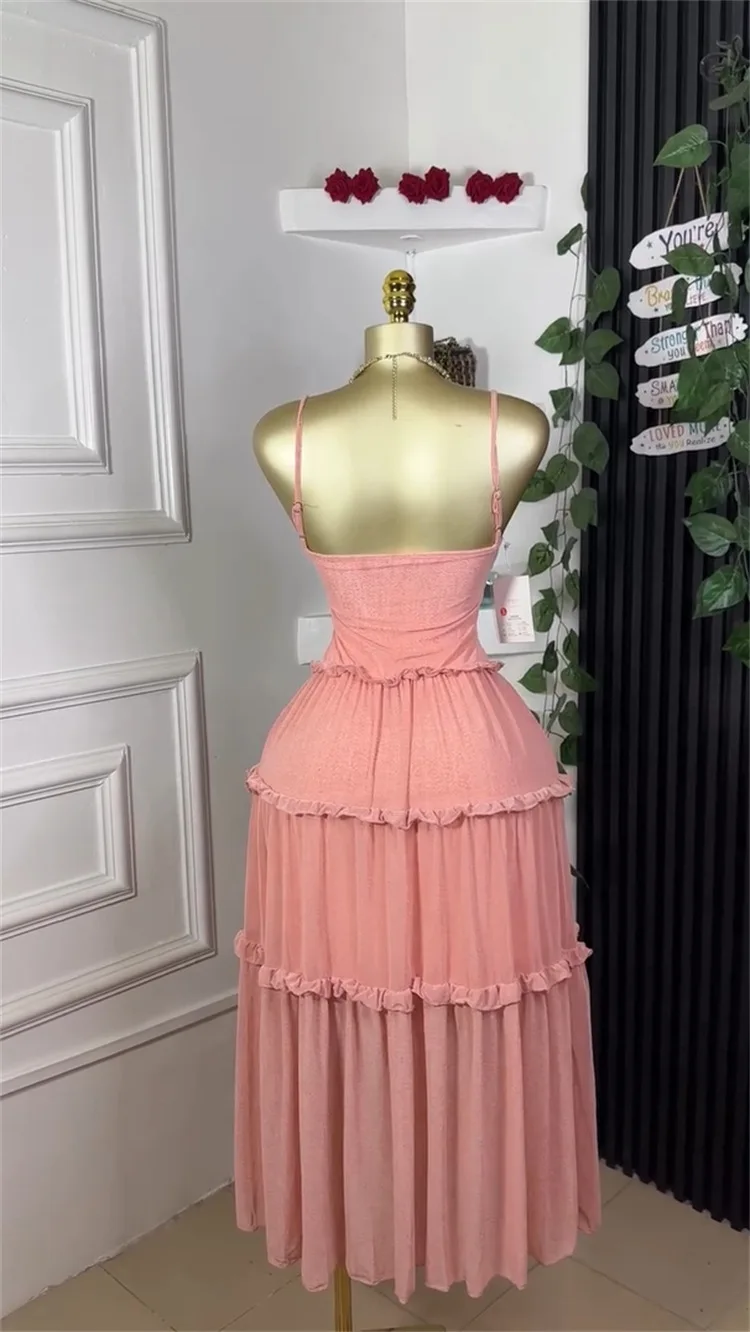 GLCMYAYA Women Strap Sleeveless Ruffles A-line Midi Maxi Long Dress 2025 Summer Beach Holiday Vacation Vestidos Dresses GLCMYAYA Women Strap Sleeveless Ruffles A-line Midi Maxi Long Dress 2025 Summer Beach Holiday Vacation Vestidos Dresses