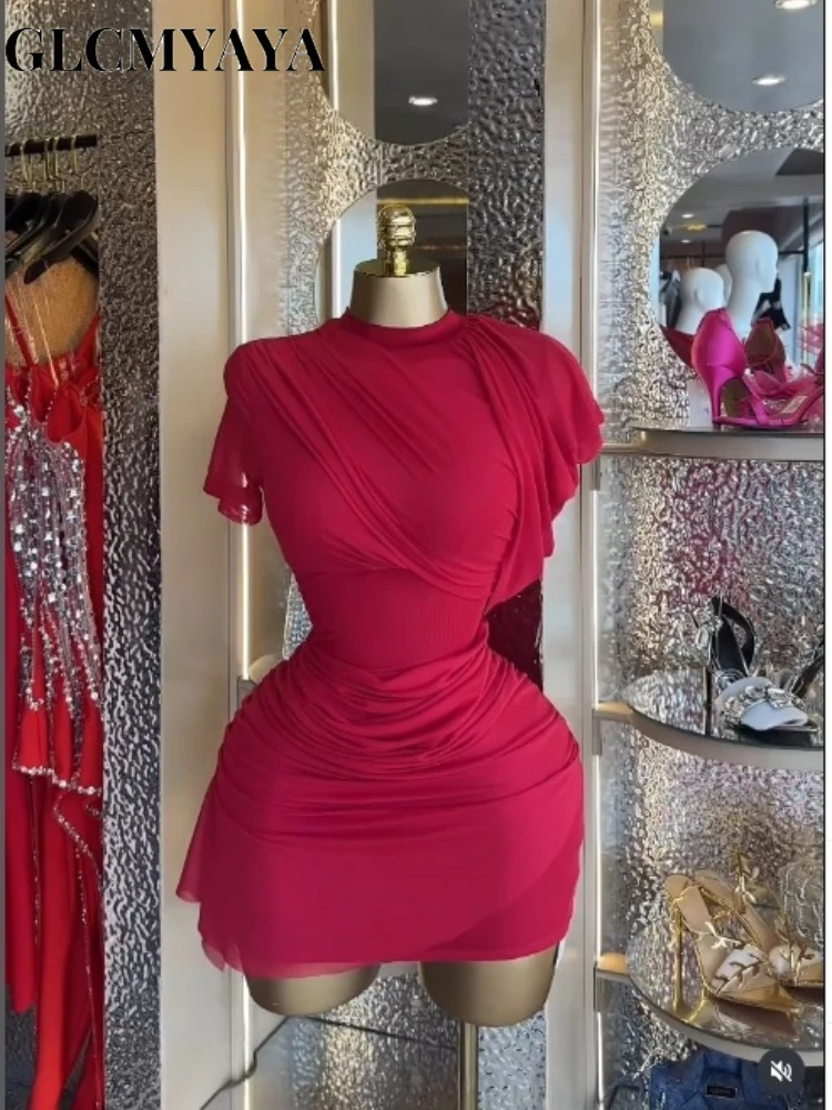 CM.YAYA Women Short Sleeve Streamer Side Stacked Ruched Bodycon Midi MiniiDress 2026 Sexy Club Parties Street Dresses Vestidos CM.YAYA Women Short Sleeve Streamer Side Stacked Ruched Bodycon Midi MiniiDress 2026 Sexy Club Parties Street Dresses Vestidos