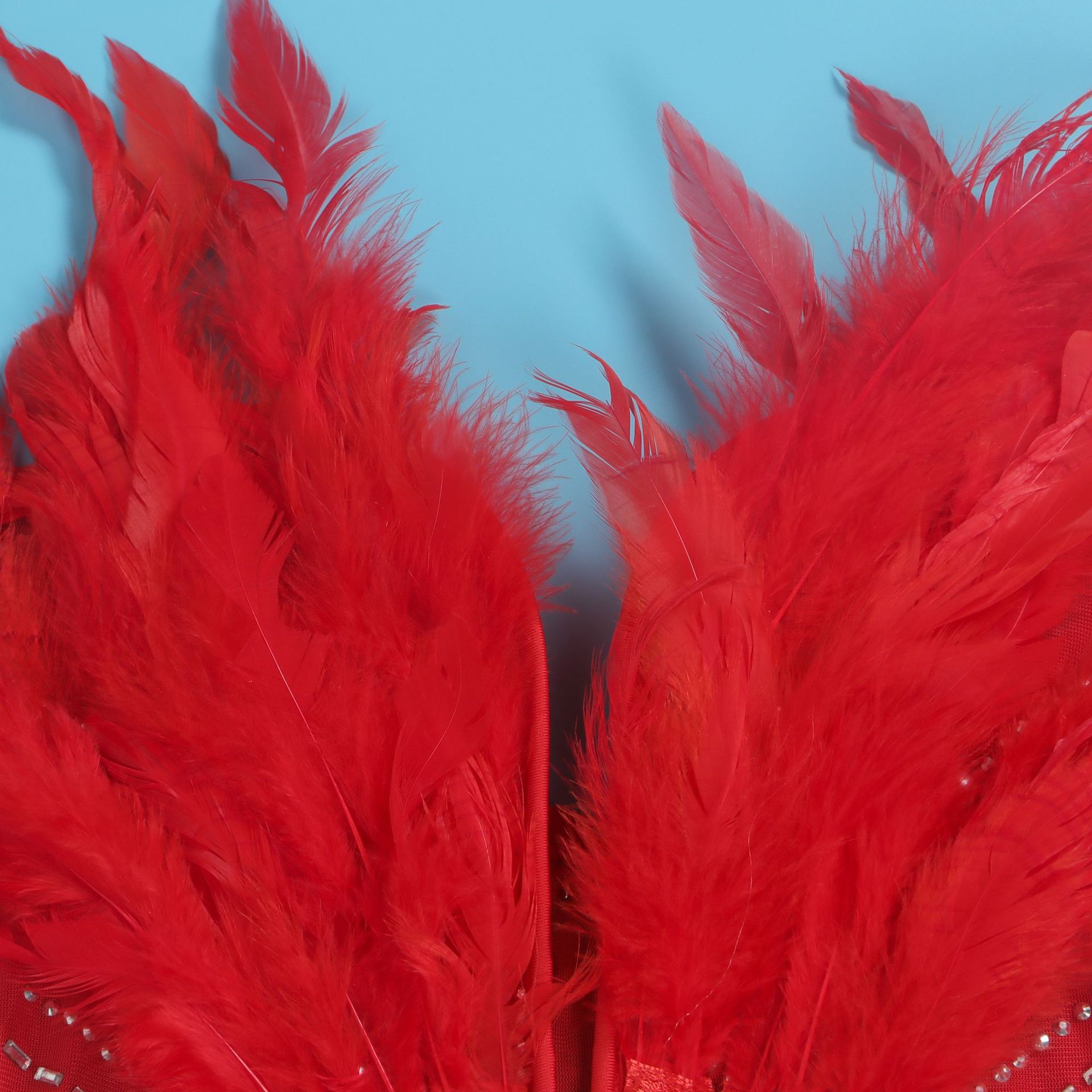 CM.YAYA Women Diamonds Hot Rhinestones Feather Mesh Strapless Plunging V-neck Bodycon Midi Dress 2023 Sexy Party Evening Dresses