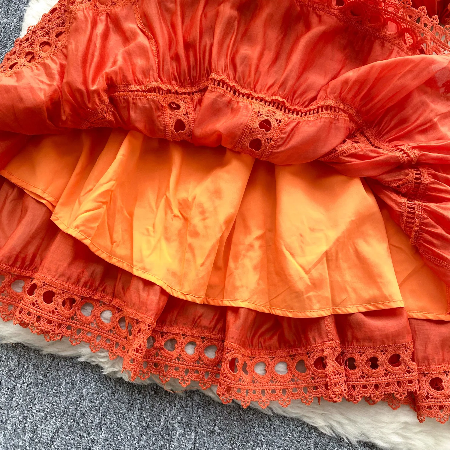 CM.YAYA Women Lantern Half Sleeve Embriodery Patchwork Button Up A-line Dress 2025 Birthday Vacation Sexy Party Elegant Dresses