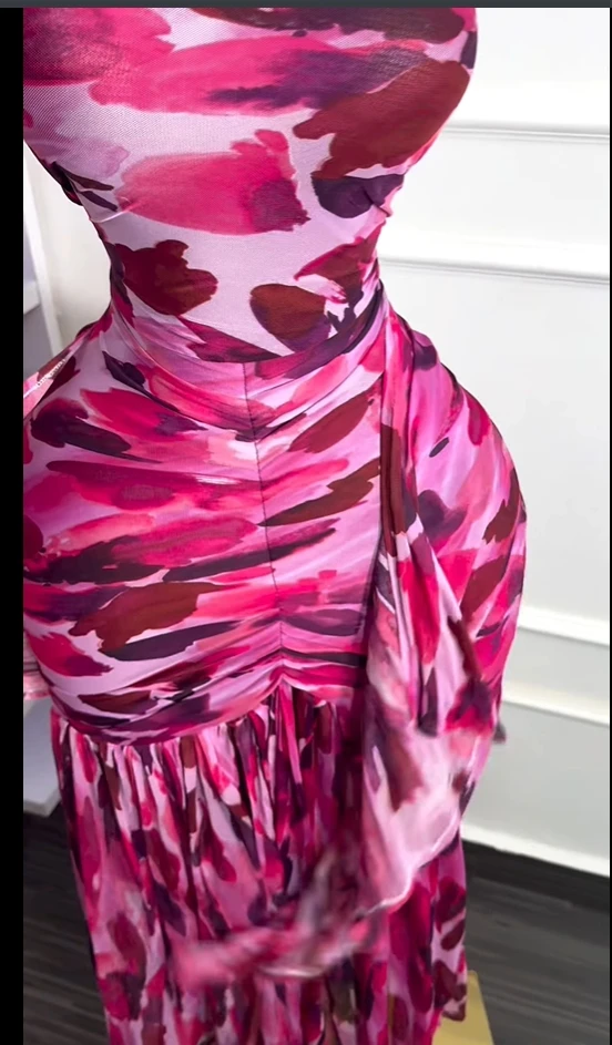 CM.YAYA Women Halter Neck Backless Ruched Stacked Sleeveless Mesh Long Maxi Dress 2025 Birthday Even Sexy Party Dresses Vestidos CM.YAYA Women Halter Neck Backless Ruched Stacked Sleeveless Mesh Long Maxi Dress 2025 Birthday Even Sexy Party Dresses Vestidos