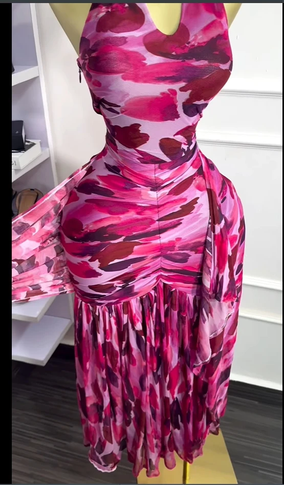 CM.YAYA Women Halter Neck Backless Ruched Stacked Sleeveless Mesh Long Maxi Dress 2025 Birthday Even Sexy Party Dresses Vestidos CM.YAYA Women Halter Neck Backless Ruched Stacked Sleeveless Mesh Long Maxi Dress 2025 Birthday Even Sexy Party Dresses Vestidos