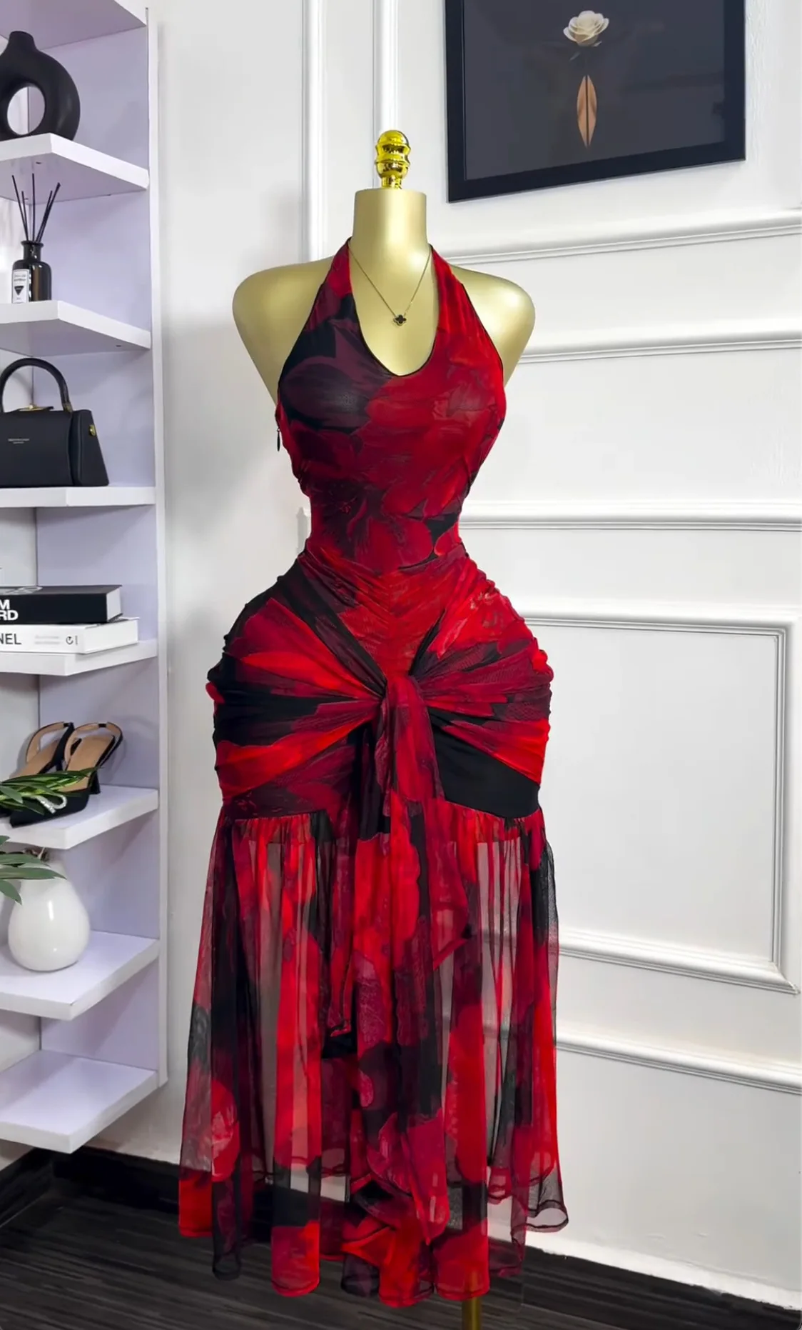 CM.YAYA Women Halter Neck Backless Ruched Stacked Sleeveless Mesh Long Maxi Dress 2025 Birthday Even Sexy Party Dresses Vestidos CM.YAYA Women Halter Neck Backless Ruched Stacked Sleeveless Mesh Long Maxi Dress 2025 Birthday Even Sexy Party Dresses Vestidos