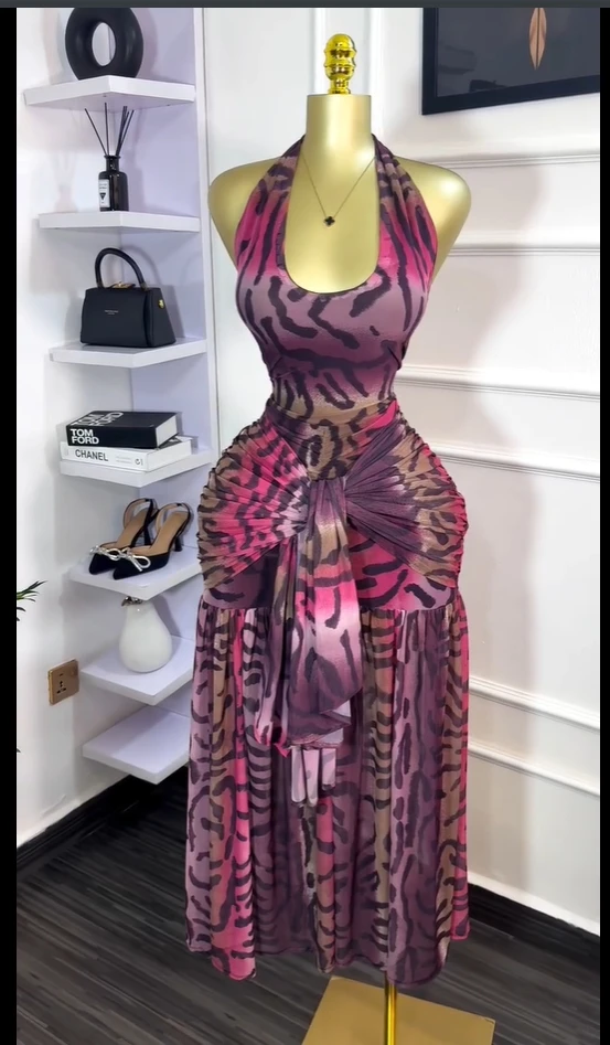 CM.YAYA Women Halter Neck Backless Ruched Stacked Sleeveless Mesh Long Maxi Dress 2025 Birthday Even Sexy Party Dresses Vestidos CM.YAYA Women Halter Neck Backless Ruched Stacked Sleeveless Mesh Long Maxi Dress 2025 Birthday Even Sexy Party Dresses Vestidos