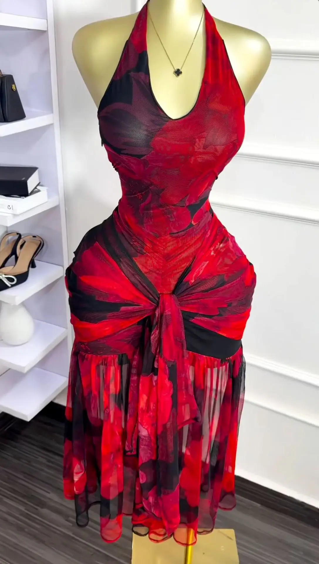 CM.YAYA Women Halter Neck Backless Ruched Stacked Sleeveless Mesh Long Maxi Dress 2025 Birthday Even Sexy Party Dresses Vestidos CM.YAYA Women Halter Neck Backless Ruched Stacked Sleeveless Mesh Long Maxi Dress 2025 Birthday Even Sexy Party Dresses Vestidos