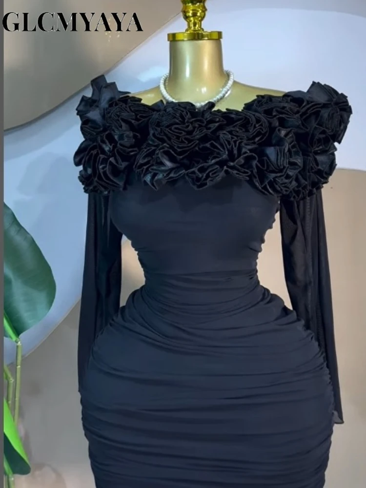 CM.YAYA Women Off Shoulder Floral Applique Stacked Ruched Bodycon Midi Mini Dress 2026 Party Holiday Dresses Trendy Vestidos CM.YAYA Women Off Shoulder Floral Applique Stacked Ruched Bodycon Midi Mini Dress 2026 Party Holiday Dresses Trendy Vestidos