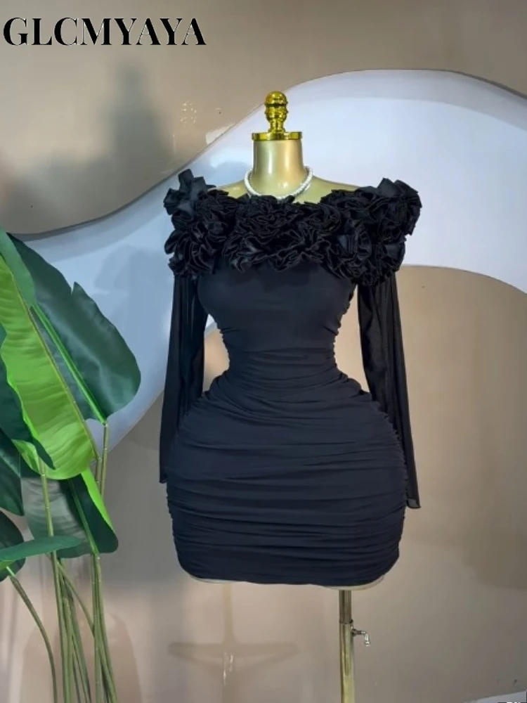 CM.YAYA Women Off Shoulder Floral Applique Stacked Ruched Bodycon Midi Mini Dress 2026 Party Holiday Dresses Trendy Vestidos CM.YAYA Women Off Shoulder Floral Applique Stacked Ruched Bodycon Midi Mini Dress 2026 Party Holiday Dresses Trendy Vestidos