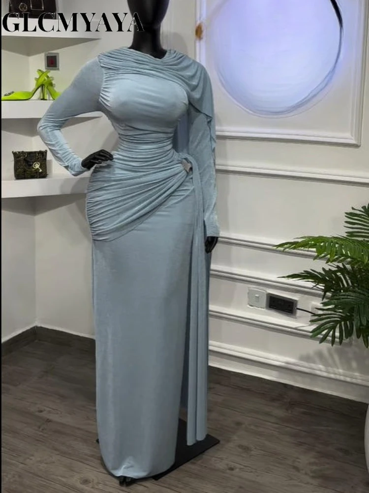 CM.YAYA Women Clock Long Sleeve Stacked Ruched Bodycon Midi Maxi Long Dress 2025 Birthday Sexy Party Floor Length Trendy Dresses CM.YAYA Women Clock Long Sleeve Stacked Ruched Bodycon Midi Maxi Long Dress 2025 Birthday Sexy Party Floor Length Trendy Dresses