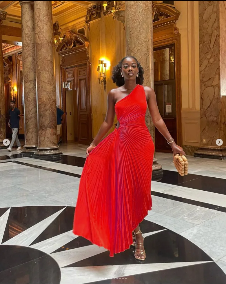 CMYAYA Women One Shoulder Sleeveless Roll Waist Pleated Ruched A-line Dress Sexy Party Prom Evening Maxi Dresses Orange Vestidos CMYAYA Women One Shoulder Sleeveless Roll Waist Pleated Ruched A-line Dress Sexy Party Prom Evening Maxi Dresses Orange Vestidos