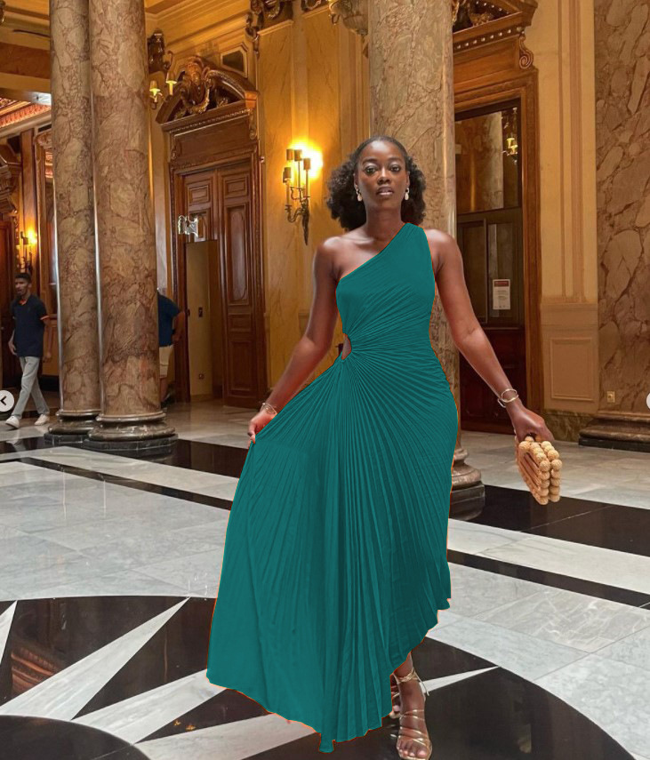 CMYAYA Women One Shoulder Sleeveless Roll Waist Pleated Ruched A-line Dress Sexy Party Prom Evening Maxi Dresses Orange Vestidos CMYAYA Women One Shoulder Sleeveless Roll Waist Pleated Ruched A-line Dress Sexy Party Prom Evening Maxi Dresses Orange Vestidos