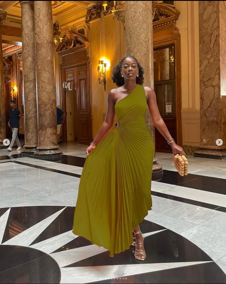 CMYAYA Women One Shoulder Sleeveless Roll Waist Pleated Ruched A-line Dress Sexy Party Prom Evening Maxi Dresses Orange Vestidos CMYAYA Women One Shoulder Sleeveless Roll Waist Pleated Ruched A-line Dress Sexy Party Prom Evening Maxi Dresses Orange Vestidos