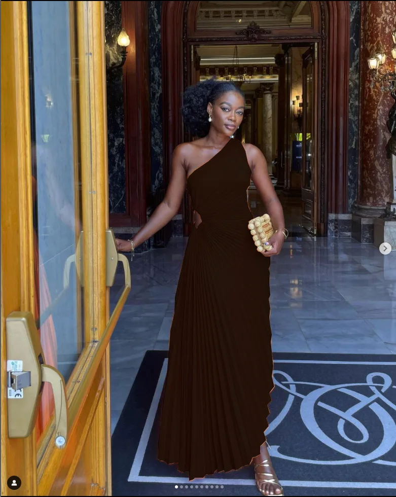 CMYAYA Women One Shoulder Sleeveless Roll Waist Pleated Ruched A-line Dress Sexy Party Prom Evening Maxi Dresses Orange Vestidos CMYAYA Women One Shoulder Sleeveless Roll Waist Pleated Ruched A-line Dress Sexy Party Prom Evening Maxi Dresses Orange Vestidos