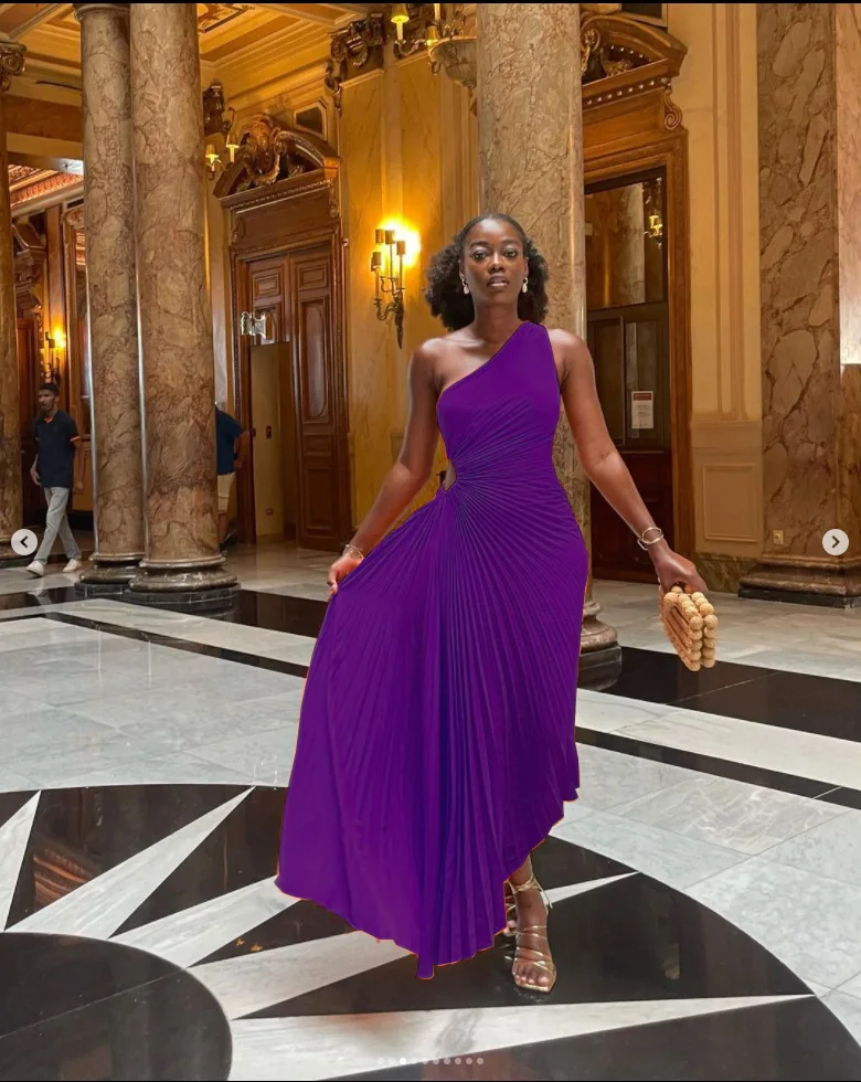 CMYAYA Women One Shoulder Sleeveless Roll Waist Pleated Ruched A-line Dress Sexy Party Prom Evening Maxi Dresses Orange Vestidos CMYAYA Women One Shoulder Sleeveless Roll Waist Pleated Ruched A-line Dress Sexy Party Prom Evening Maxi Dresses Orange Vestidos