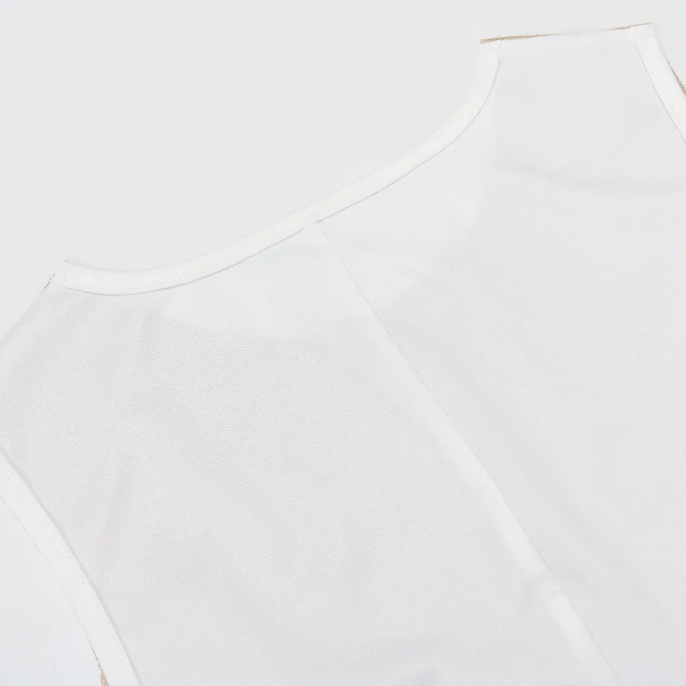 CM.YAYA Women O-neck Sequined Tassel Mini Dress Sleeveless Mesh See Through Sexy Pencil Dresses Sexy Fashion Vestidos Summer