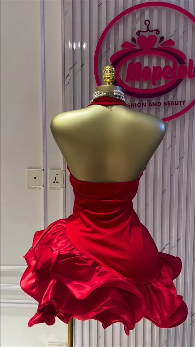 GLCMYAYA Women Sleevelss Halter V-neck Ruffles Ball Gown Smock A-line Mini Midi Dress 2025 Summer Vacation Holiday Party Dresses GLCMYAYA Women Sleevelss Halter V-neck Ruffles Ball Gown Smock A-line Mini Midi Dress 2025 Summer Vacation Holiday Party Dresses