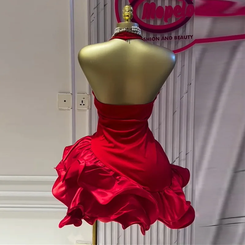 GLCMYAYA Women Sleevelss Halter V-neck Ruffles Ball Gown Smock A-line Mini Midi Dress 2025 Summer Vacation Holiday Party Dresses GLCMYAYA Women Sleevelss Halter V-neck Ruffles Ball Gown Smock A-line Mini Midi Dress 2025 Summer Vacation Holiday Party Dresses