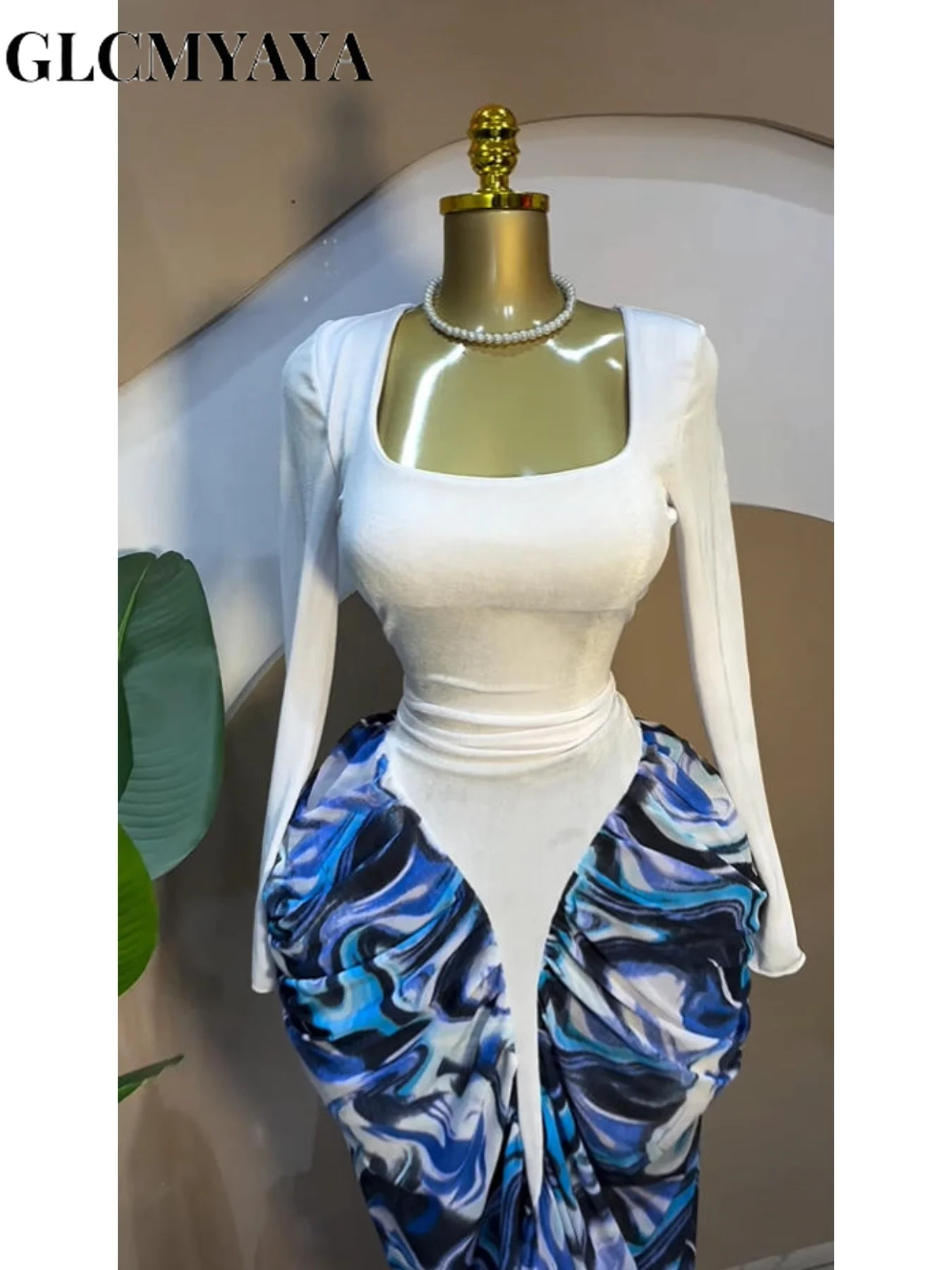 CM.YAYA Women Tie Dye Print Patchwork Stacked Ruched Long Sleeve Midi A-line Maxi Long Dress 2025 Party Education Trendy Dresses CM.YAYA Women Tie Dye Print Patchwork Stacked Ruched Long Sleeve Midi A-line Maxi Long Dress 2025 Party Education Trendy Dresses