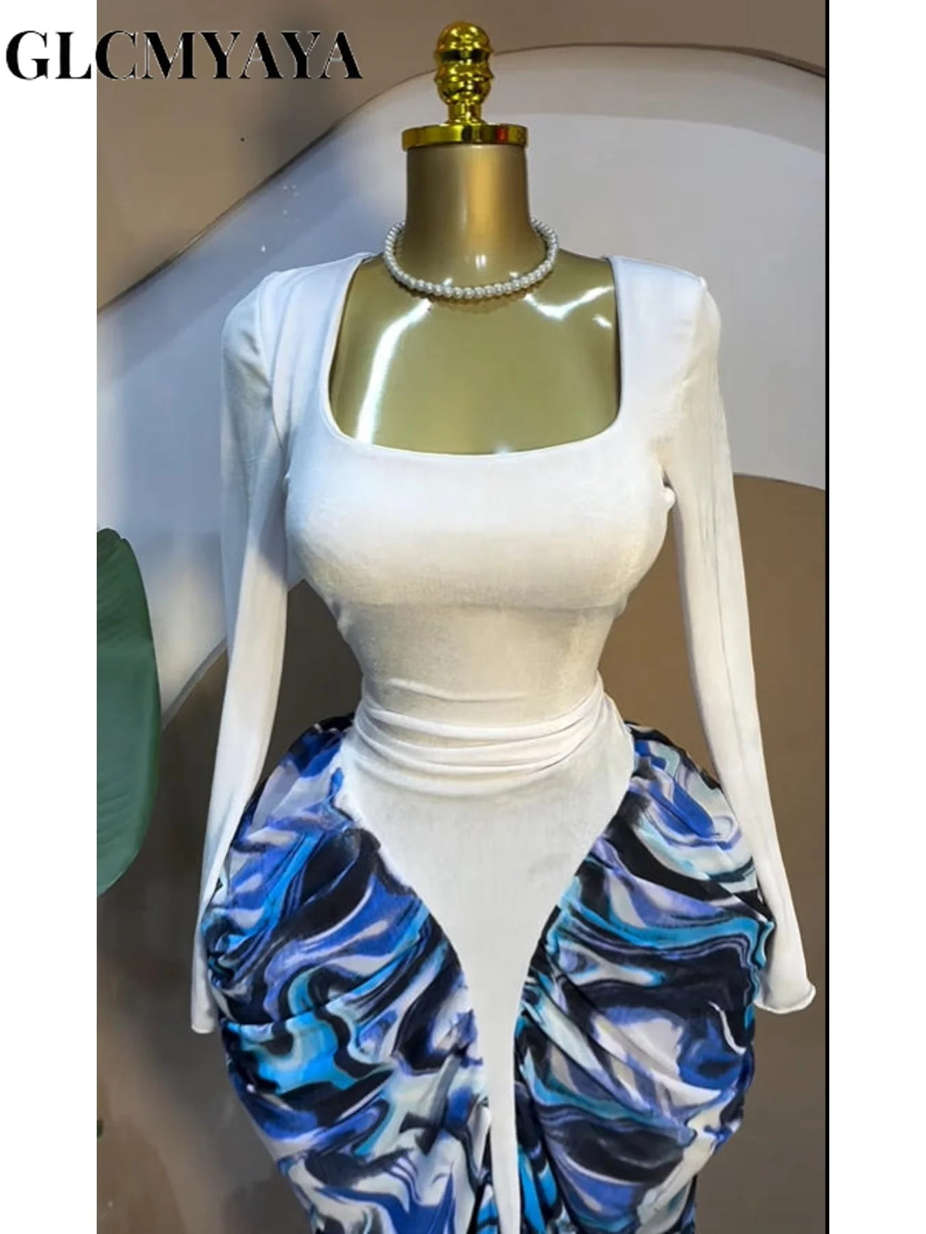 CM.YAYA Women Tie Dye Print Patchwork Stacked Ruched Long Sleeve Midi A-line Maxi Long Dress 2025 Party Education Trendy Dresses CM.YAYA Women Tie Dye Print Patchwork Stacked Ruched Long Sleeve Midi A-line Maxi Long Dress 2025 Party Education Trendy Dresses