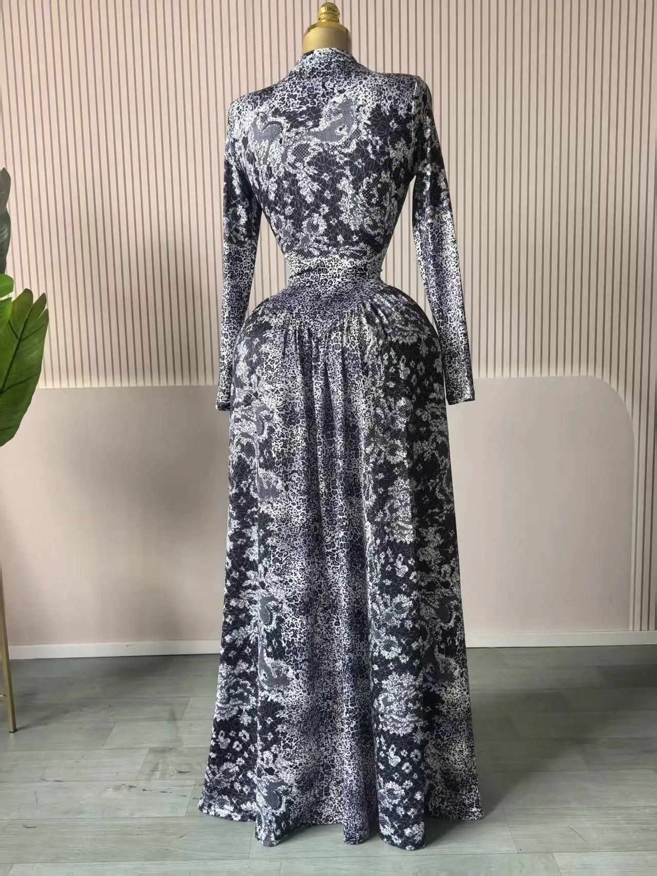 GLCMYAYA Women Full Sleeve Floral Printed O-neck Maxi Long Dress 2025 Evening Birthday Vacation Sexy Party Club Vestidos Dresses