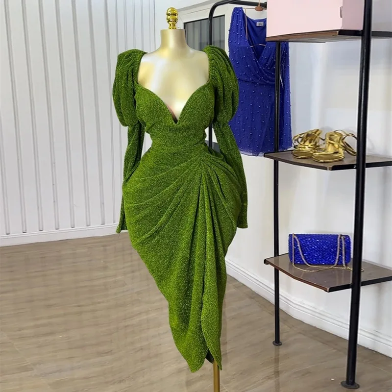 CM.YAYA Women Long Sleeve Strapless Ruched Mini Midi Dress 2025 Summer Evening Vacation Birthday Party Vestidos Sexy Dresses