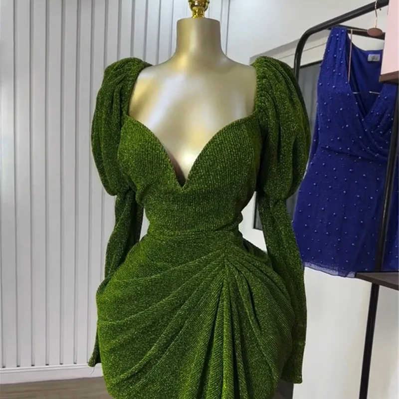 CM.YAYA Women Long Sleeve Strapless Ruched Mini Midi Dress 2025 Summer Evening Vacation Birthday Party Vestidos Sexy Dresses