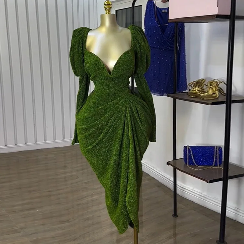 CM.YAYA Women Long Sleeve Strapless Ruched Mini Midi Dress 2025 Summer Evening Vacation Birthday Party Vestidos Sexy Dresses