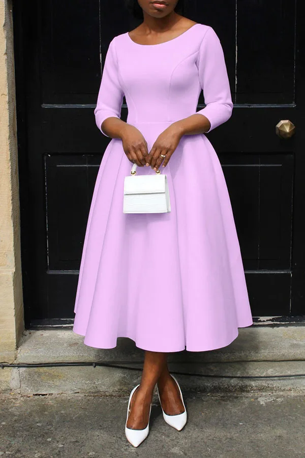 CM.YAYA Women Twist Length Sleeve O-neck Big Swing Retro Dress 2023 Autumn Fashion Vintage Vestidos Even Party Cocktail Dresses