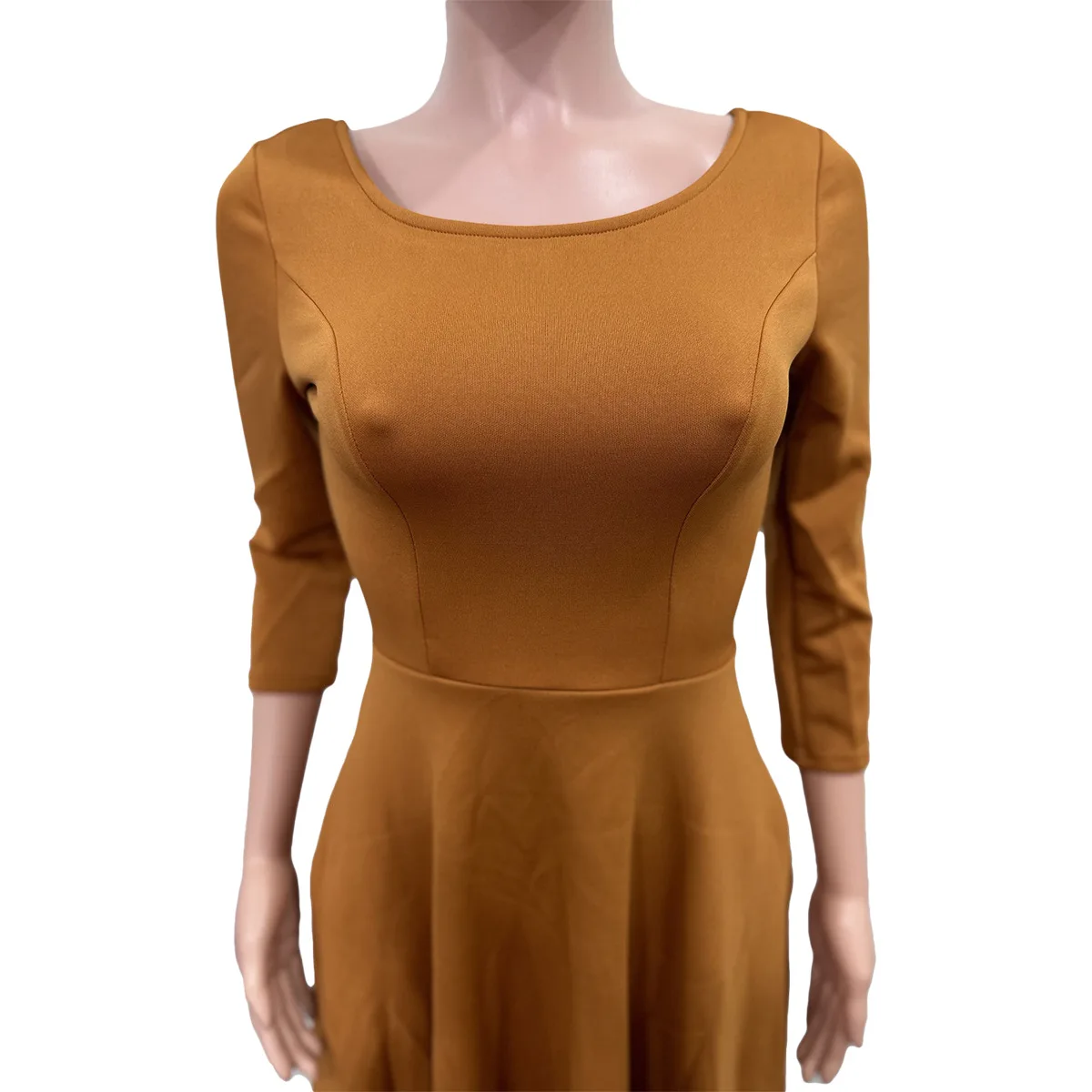 CM.YAYA Women Twist Length Sleeve O-neck Big Swing Retro Dress 2023 Autumn Fashion Vintage Vestidos Even Party Cocktail Dresses