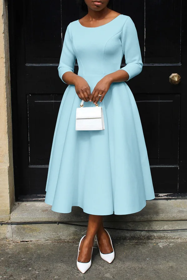 CM.YAYA Women Twist Length Sleeve O-neck Big Swing Retro Dress 2023 Autumn Fashion Vintage Vestidos Even Party Cocktail Dresses