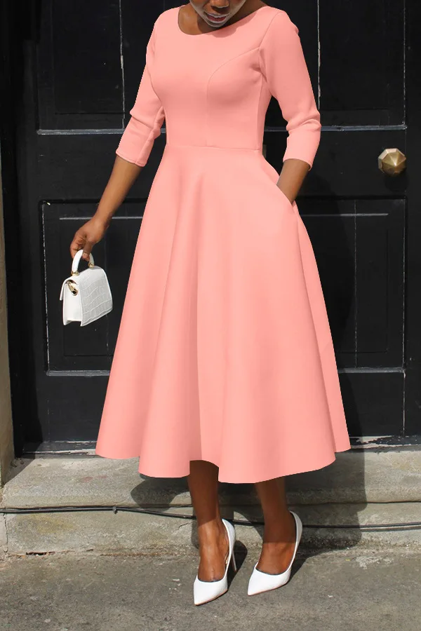 CM.YAYA Women Twist Length Sleeve O-neck Big Swing Retro Dress 2023 Autumn Fashion Vintage Vestidos Even Party Cocktail Dresses