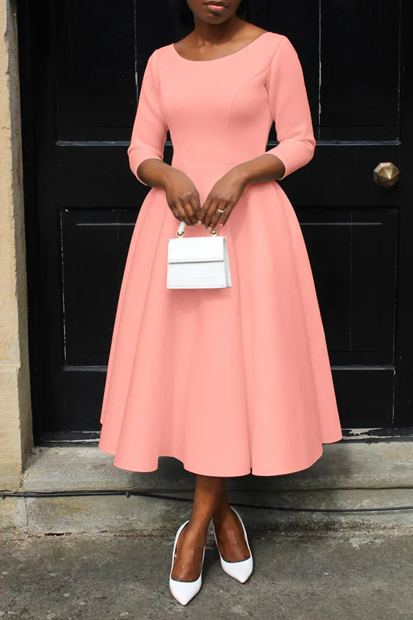 CM.YAYA Women Twist Length Sleeve O-neck Big Swing Retro Dress 2023 Autumn Fashion Vintage Vestidos Even Party Cocktail Dresses