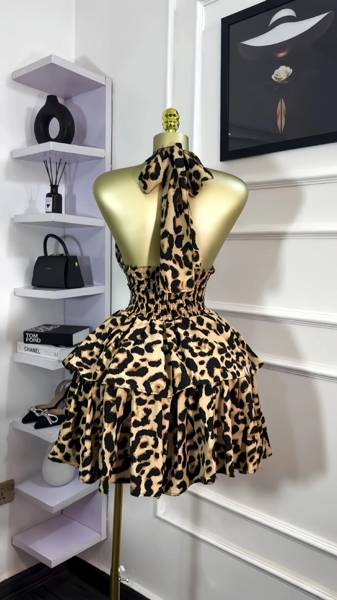 CM.YAYA Women Leopard Print Halter Neck Backless Cascading Ruffles Big Swing Ball Gown Mini Dress 2025 Sexy Club Party Dresses CM.YAYA Women Leopard Print Halter Neck Backless Cascading Ruffles Big Swing Ball Gown Mini Dress 2025 Sexy Club Party Dresses