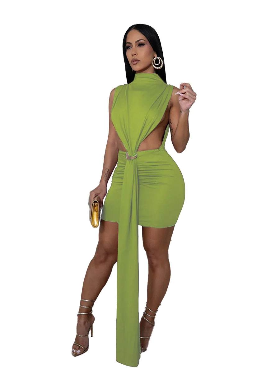 CM.YAYA Women O-neck Ruched Stacked Bodycon Midi Mini Dress 2025 Summer Birthday Evening Party Club Vestidos Sexy Chic Dresses