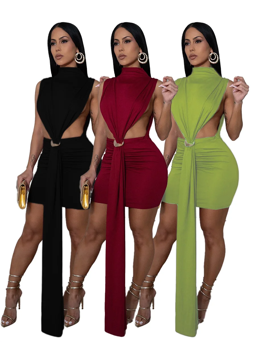 CM.YAYA Women O-neck Ruched Stacked Bodycon Midi Mini Dress 2025 Summer Birthday Evening Party Club Vestidos Sexy Chic Dresses